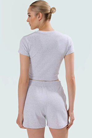 Pamuklu Melanj Örme Şort Takım Rahatlık ve Stil Bir Arada Özenle Seçilmiş Premium Kalite