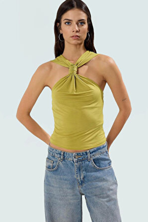 Basic Kolsuz Örme Bluz V Yaka Fitted Kalıp Günlük Kullanım Profesyonel Görünüm