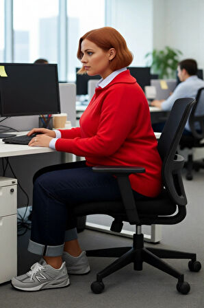 Kadın Rahat Kesim Kırmızı Devrik Yaka Fermuarlı Triko Kazak Düz Desenli Akrilik Kışlık Şıklık