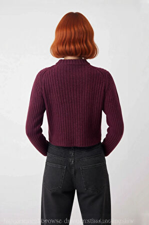 Kadınlara Özel Rahat Regular Kesim Crop Triko Kazak Fitilli Dokusu İle Kış Stilinizi Tamamlayın