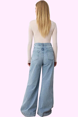 Kadın Wide Leg Comfort Jean Pantolon Pamuk Uzun Boy Günlük Şıklık Yaz Aylarının Vazgeçilmezi