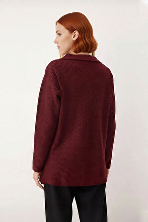 Kadın Polo Yaka Selanik Dokuma Triko Kazak Uzun Kollu Kış Günleri Konforlu ve Modern Görünüm