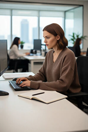 Kadın Basic Triko Kazak Geniş Kalıbı ve V Yaka Detayıyla Kışın Şık Rahat Kombinler Sunar