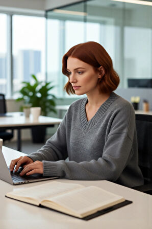 Kadın Basic Triko Kazak Geniş Kalıbı ve V Yaka Detayıyla Kışın Şık Rahat Kombinler Sunar