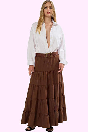 Kadın A line Maxi Etek Dokuma Kumaştan Casual Günlük Stil Hafta Sonu Yaz Aylarının Vazgeçilmezi