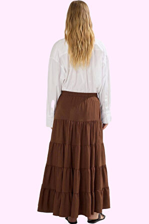 Kadın A line Maxi Etek Dokuma Kumaştan Casual Günlük Stil Hafta Sonu Yaz Aylarının Vazgeçilmezi