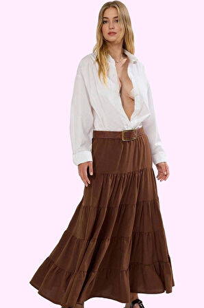 Kadın A line Maxi Etek Dokuma Kumaştan Casual Günlük Stil Hafta Sonu Yaz Aylarının Vazgeçilmezi