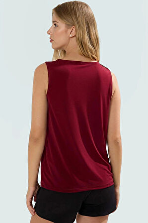 Aksesuar Detaylı Kolsuz Örme Bluz Fitted Sandy Dokuma Günlük Stil Mükemmel Uyum