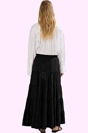 Kadın A line Maxi Etek Dokuma Kumaştan Casual Günlük Stil Hafta Sonu Yaz Aylarının Vazgeçilmezi