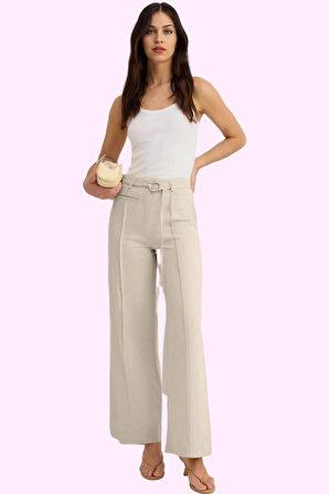 Kadın Pamuklu Geniş Paça Pantolon Yazlık Rahat Kumaşlı Casual Günlük Kullanım Modern Tasarım