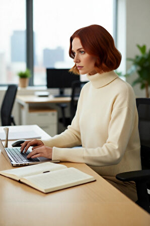 Kadın Geniş Kalıp Dik Yaka Triko Kazak Standart Kollu Orta Kalınlık Düz Desen Kış Kombinleri İçin