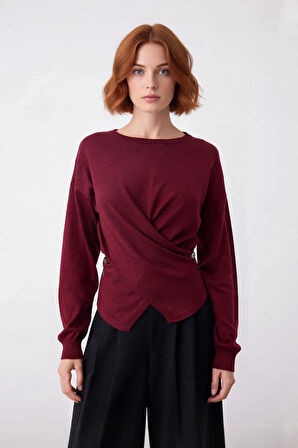 Kadınlar İçin Şık Bağlama Detaylı Triko Kazak Fitted Kesim Kışlık Kombinlerinize Zarafet Katın