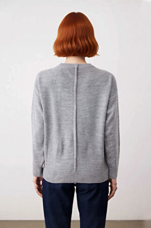 Kadın Geniş Kalıp Akrilik Triko Kazak Düşük Kollu Modern Ofis ve Günlük Kombinler İçin Kaliteli