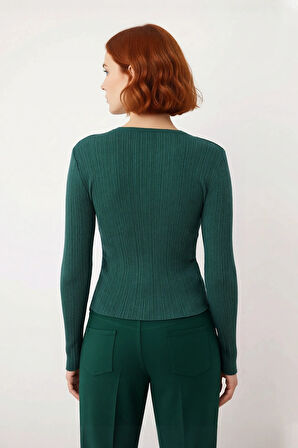 Kadın Modern Fitted Ekru Triko Üst Bisiklet Yaka İnce Yapılı Günlük Şıklık İçin Rahat Seçim