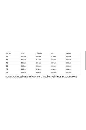 Kolu Lazer Kesimli Taşlı Medine Ipeği Yazlık Ferace