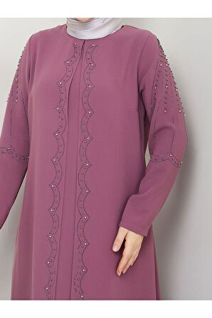 Yelpaze Taşlı Büyük Beden Anne Elbisesi