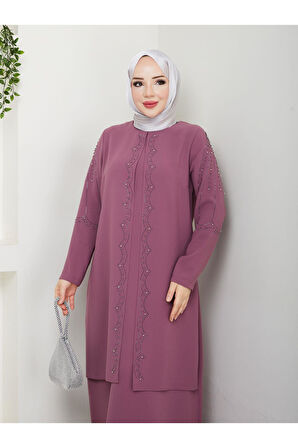 Yelpaze Taşlı Büyük Beden Anne Elbisesi