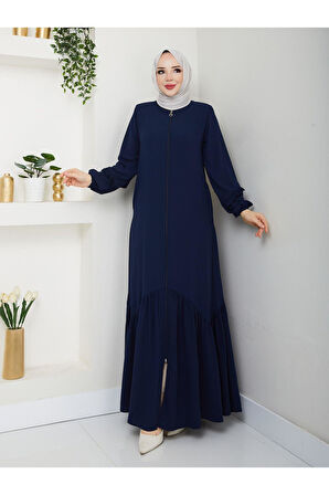 KÖŞELİ BÜZGÜ DETAYLI MEDİNE İPEĞİ FERACE