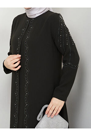 Yelpaze Taşlı Büyük Beden Anne Elbisesi