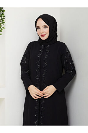 Yelpaze Taşlı Büyük Beden Anne Elbisesi