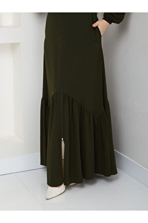 KÖŞELİ BÜZGÜ DETAYLI MEDİNE İPEĞİ FERACE