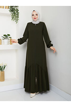 KÖŞELİ BÜZGÜ DETAYLI MEDİNE İPEĞİ FERACE