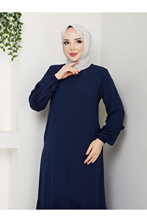 KÖŞELİ BÜZGÜ DETAYLI MEDİNE İPEĞİ FERACE