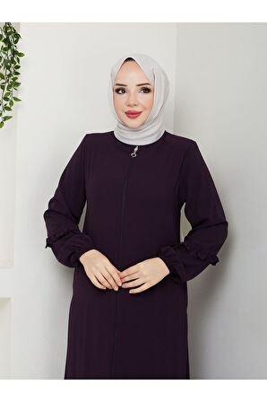 KÖŞELİ BÜZGÜ DETAYLI MEDİNE İPEĞİ FERACE