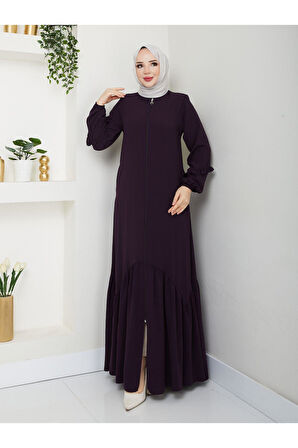 KÖŞELİ BÜZGÜ DETAYLI MEDİNE İPEĞİ FERACE