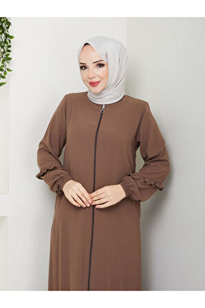 KÖŞELİ BÜZGÜ DETAYLI MEDİNE İPEĞİ FERACE