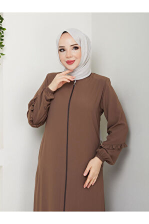 KÖŞELİ BÜZGÜ DETAYLI MEDİNE İPEĞİ FERACE