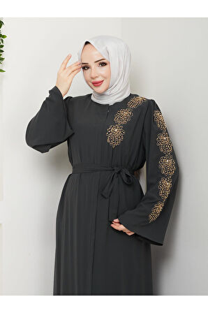 PALMİYE DESENLİ SARI İNCİ TAŞLI FERACE