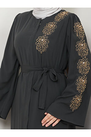 PALMİYE DESENLİ SARI İNCİ TAŞLI FERACE