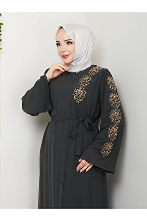 PALMİYE DESENLİ SARI İNCİ TAŞLI FERACE