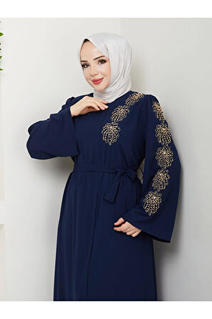 PALMİYE DESENLİ SARI İNCİ TAŞLI FERACE