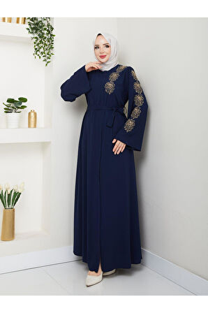 PALMİYE DESENLİ SARI İNCİ TAŞLI FERACE