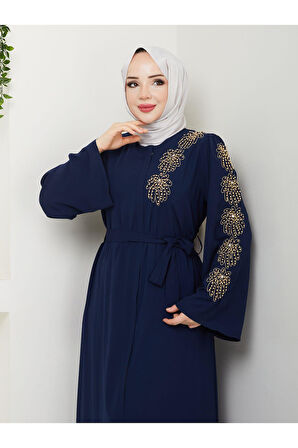 PALMİYE DESENLİ SARI İNCİ TAŞLI FERACE