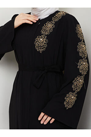 PALMİYE DESENLİ SARI İNCİ TAŞLI FERACE