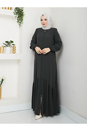 KÖŞELİ BÜZGÜ DETAYLI MEDİNE İPEĞİ FERACE