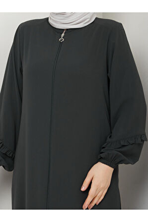 KÖŞELİ BÜZGÜ DETAYLI MEDİNE İPEĞİ FERACE