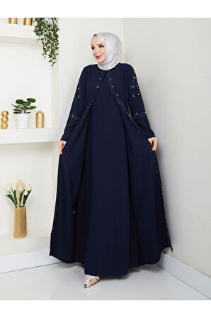 Büyük Beden Tam Boy Pelerinli Anne Elbisesi