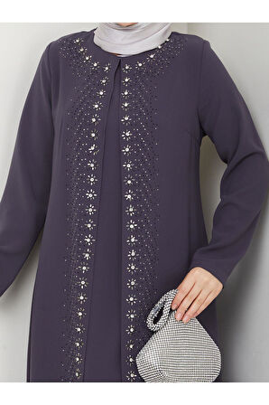 Papatya Taşlı Büyük Beden Anne Elbisesi