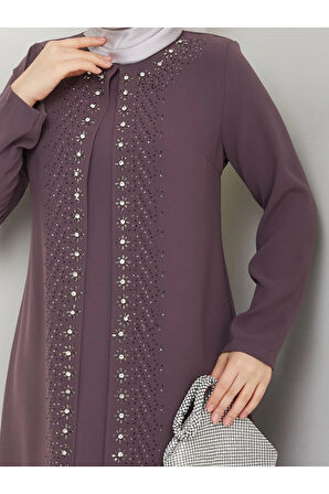 Papatya Taşlı Büyük Beden Anne Elbisesi