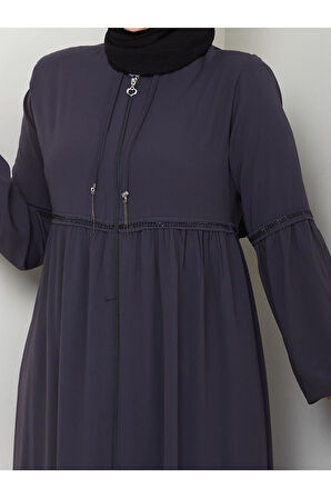 Gündelik Hac Ve Umrelik Kolu Ve Beli Büzgü Ve Taş Detaylı Ferace