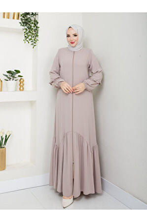 KÖŞELİ BÜZGÜ DETAYLI MEDİNE İPEĞİ FERACE