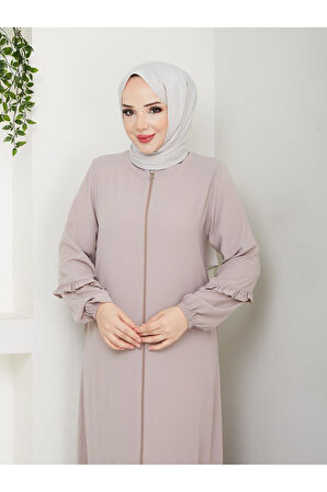 KÖŞELİ BÜZGÜ DETAYLI MEDİNE İPEĞİ FERACE