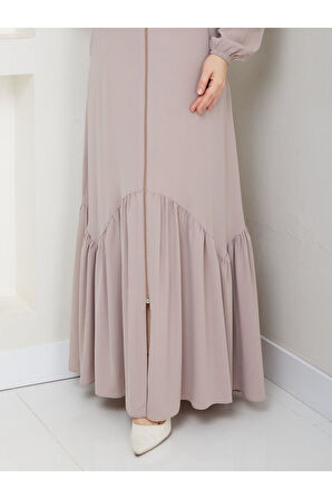 KÖŞELİ BÜZGÜ DETAYLI MEDİNE İPEĞİ FERACE