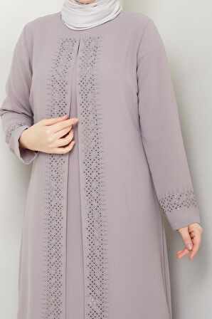 Serpme Taşlı Büyük Beden Anne Elbisesi