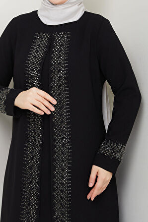 Serpme Taşlı Büyük Beden Anne Elbisesi