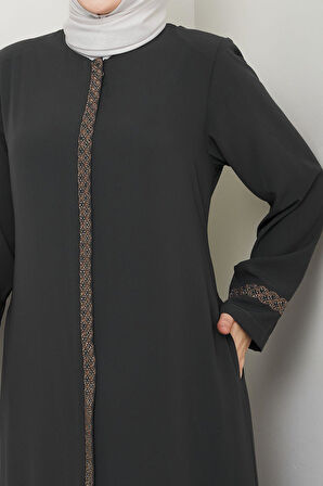 Gündelik Hac Ve Umrelik Nakış Ve Taş Detaylı Ferace